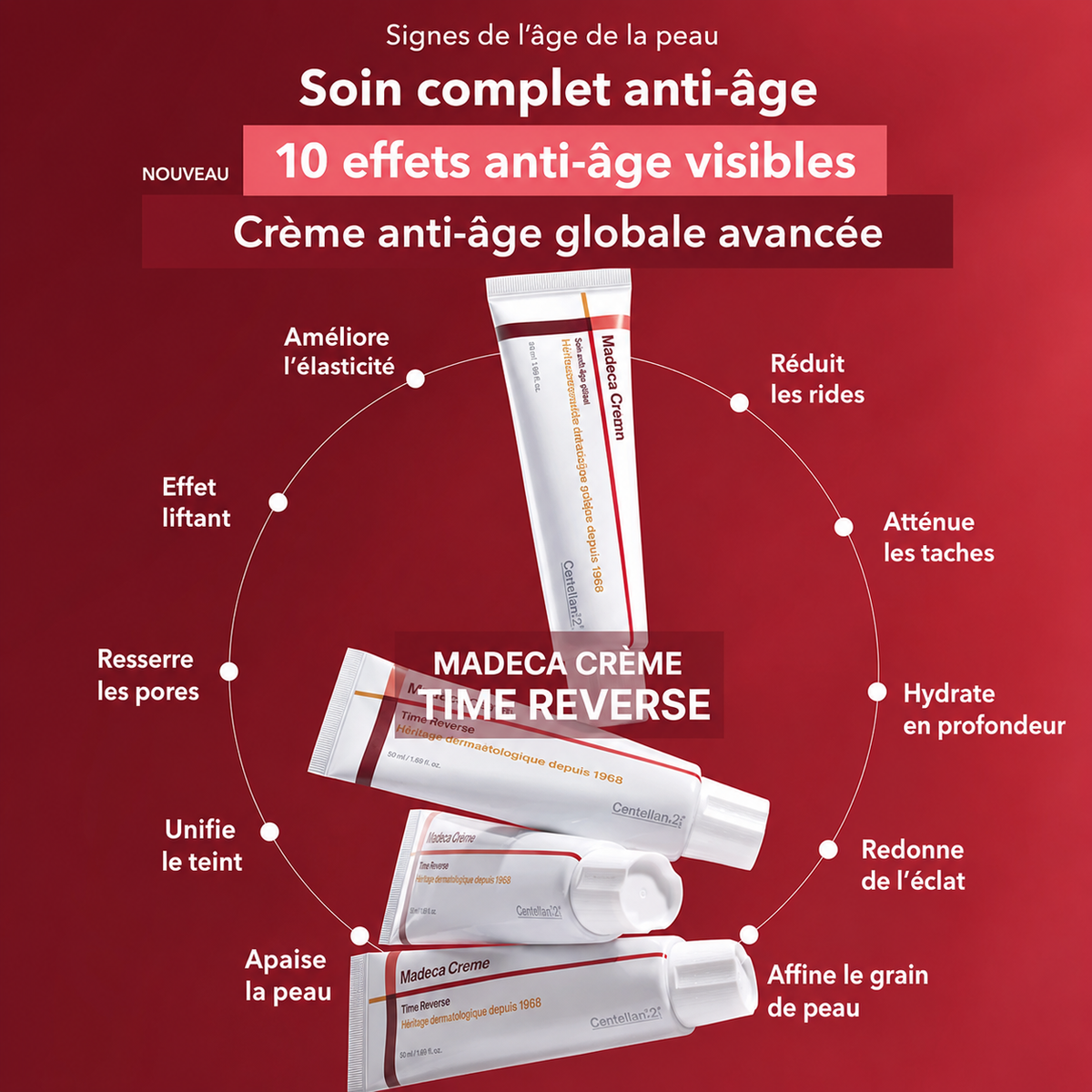 Collection Centellian24 – Madeca Cream Time Reverse, crème anti-âge coréenne à la Centella Asiatica.