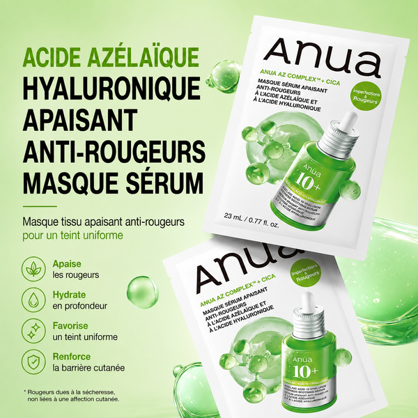 Anua Azelaic Acid 10 Hyaluron Redness Soothing Serum Mask 25 ml

bénéfices 