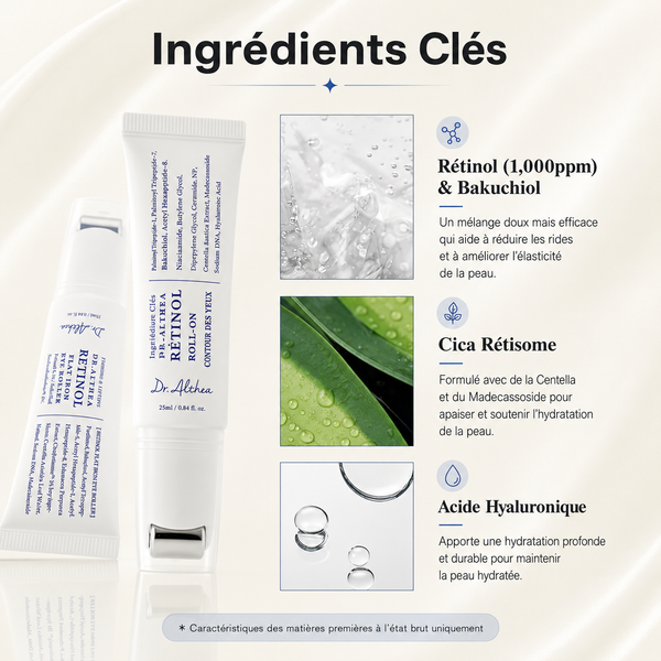 Dr. Althea Retinol Eye Roller 15 ml, sérum contour des yeux au rétinol avec embout roll-on Gua Sha.