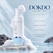 Round Lab 1025 Dokdo Cleanser, mousse nettoyante douce pour une peau propre, fraîche et confortable.