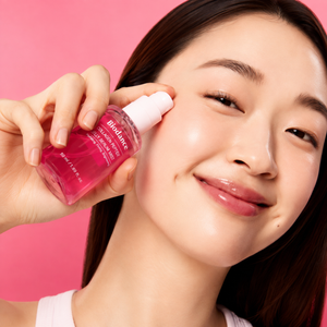 Application du Biodance Collagen Peptide Jelly Serum Mist 50 ml, brume visage enrichie en collagène, peptides et acide hyaluronique pour une peau fraîche et repulpée.