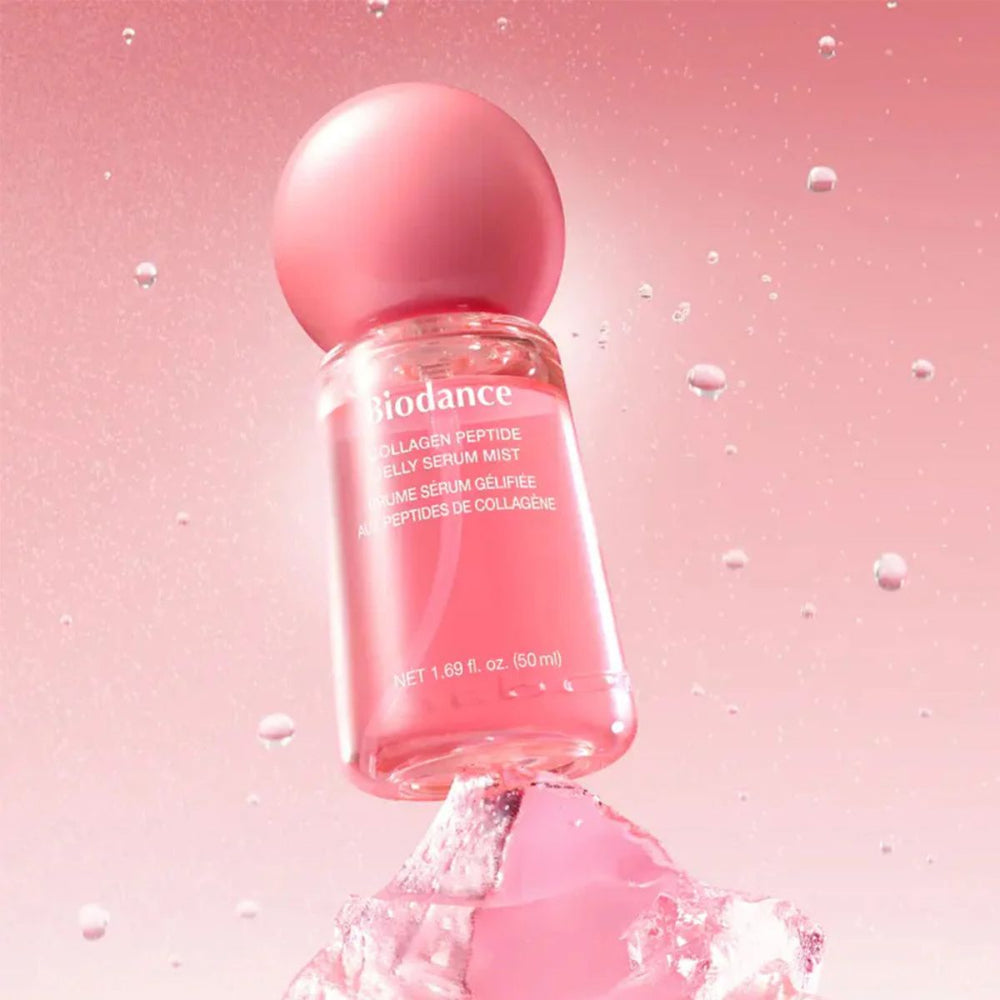 Brume sérum Biodance Collagen Peptide Jelly Serum Mist 50 ml au collagène, peptides et acide hyaluronique.