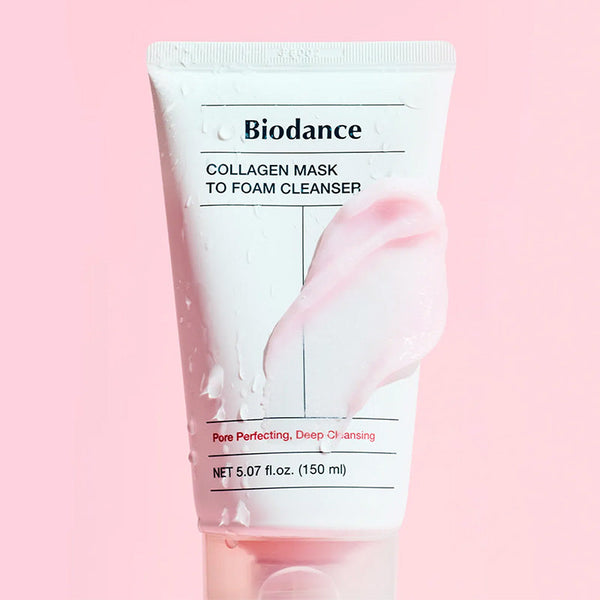 Nettoyant Biodance Collagen Mask to Foam 150 ml avec mousse onctueuse pour un nettoyage doux et une peau confortable.