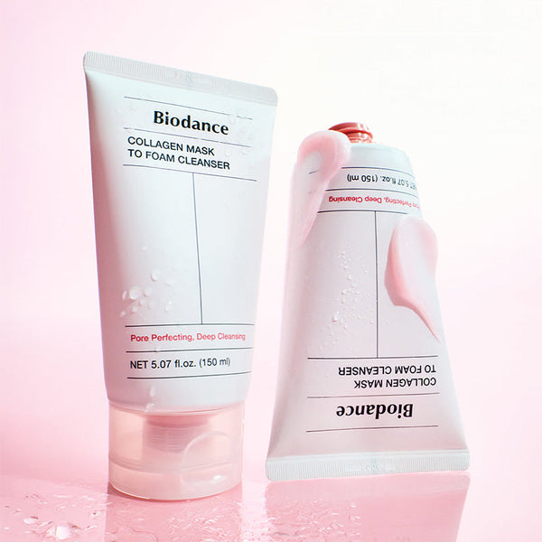 Deux tubes du nettoyant Biodance Collagen Mask to Foam 150 ml, soin nettoyant coréen au collagène.