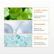 Dr. Althea Vitamin C Boosting Serum présenté sur une affiche promotionnelle mettant en avant l’éclat du teint, l’hydratation intense et une texture légère à absorption rapide