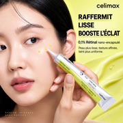 Sérum Celimax Retinal Shot 0,1 % au rétinal, panthénol et Matrixyl® 3000 pour une peau plus lisse et raffermie 