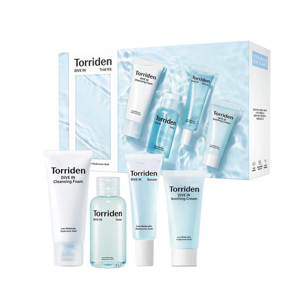 Coffret routine hydratante Torriden DIVE-IN à l’acide hyaluronique pour une peau repulpée et apaisée