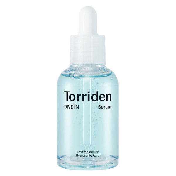 Sérum hydratant Torriden Dive-In à l’acide hyaluronique faible poids moléculaire pour hydrater intensément, repulper la peau et renforcer la barrière cutanée.