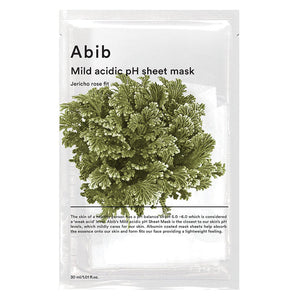 Masque en tissu Abib Mild Acidic pH Sheet Mask Jericho Rose Fit pour hydrater intensément, apaiser les peaux sensibles et renforcer la barrière cutanée avec un pH doux équilibré.