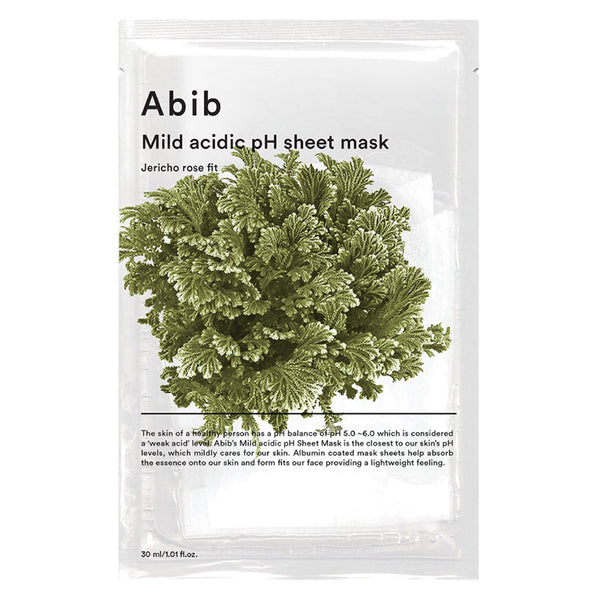 Masque en tissu Abib Mild Acidic pH Sheet Mask Jericho Rose Fit pour hydrater intensément, apaiser les peaux sensibles et renforcer la barrière cutanée avec un pH doux équilibré.