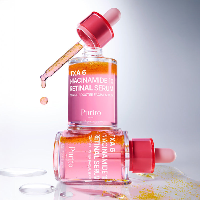 Kit Peau Nette Anti-Imperfections Glass Skin Hub avec sérums Purito Azelaic Acid 10 Kojic Tea Tree, TXA 6 Niacinamide 10 Retinal et crème Dr. Althea 345 Relief Cream.