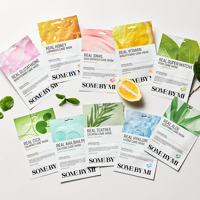 Masques en tissu SOME BYmi  variétés de masques  pour apaiser les peaux sensibles, hydrater intensément et réduire les imperfections grâce à des actifs calmants coréen