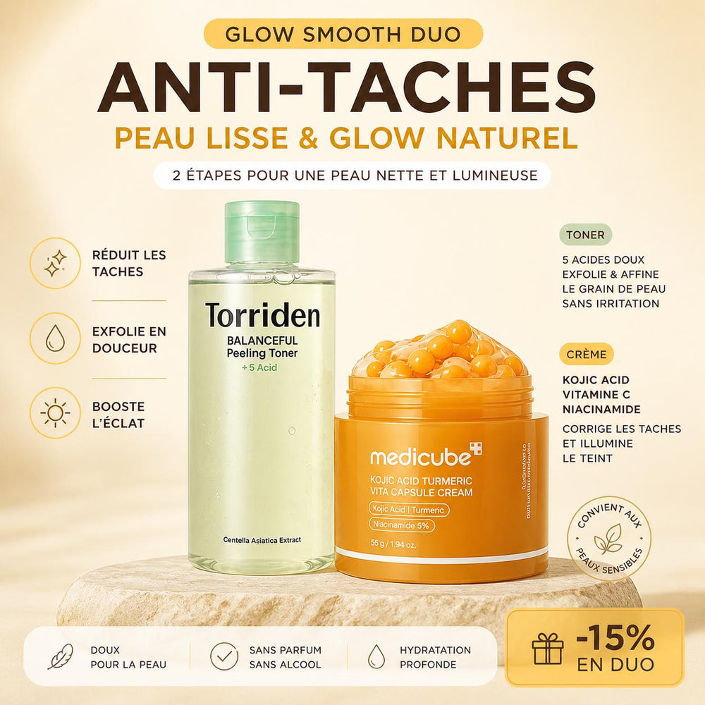 routine coréenne anti taches duo exfoliant torriden glass skin