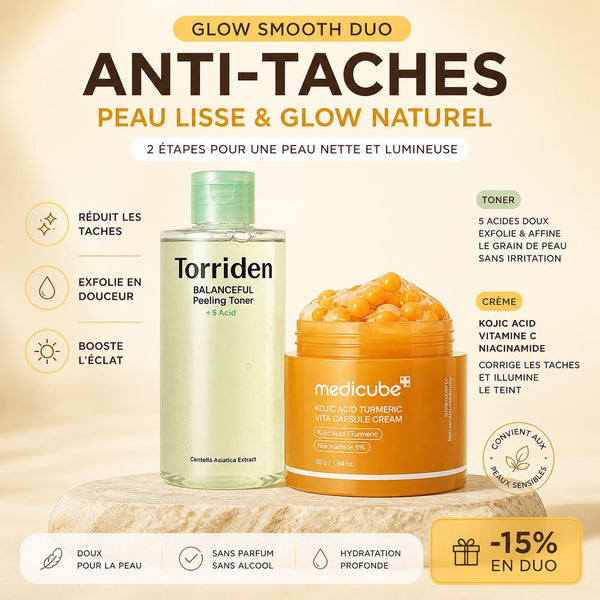 routine coréenne anti taches duo exfoliant torriden glass skin