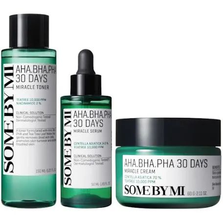Routine coréenne anti-acné Some By Mi AHA BHA PHA 30 Days pour boutons, pores et texture de peau