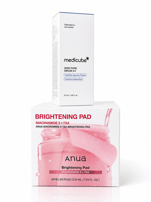 Duo skincare coréen anti-taches et anti-pores avec Medicube Zero Pore Serum et Anua Brightening Pad