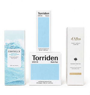 Routine skincare coréenne hydratante avec Torriden, d’Alba et SKIN1004 pour une peau lumineuse effet glass skin