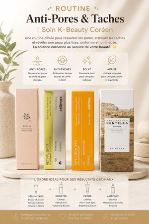 Routine K-beauty anti-pores et taches avec soins visage coréens