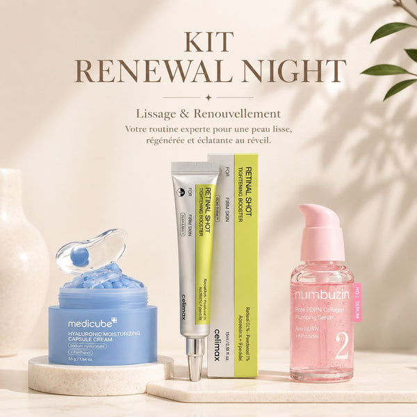 Kit Lissage et Renouvellement routine nuit K-Beauty coréen pour une peau neuve