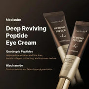 Contour des yeux Medicube Deep Reviving Peptide Eye Cream aux peptides et niacinamide pour lisser les ridules, raffermir la peau et illuminer le contour des yeux.