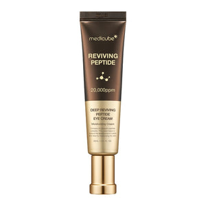 Contour des yeux Medicube Reviving Peptide Eye Cream enrichi en peptides pour hydrater, lisser les ridules et améliorer l’élasticité du contour des yeux fatigué et déshydraté.